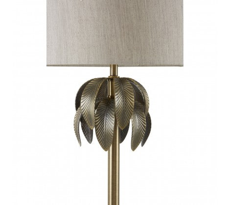 Herta lamp with leaf design antique brass reduced-Renaissance Design Studio