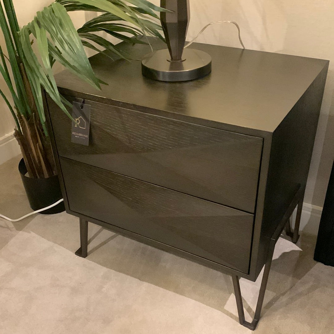Highland Bedside Table in Charcoal Brown by Eichholtz-Renaissance Design Studio