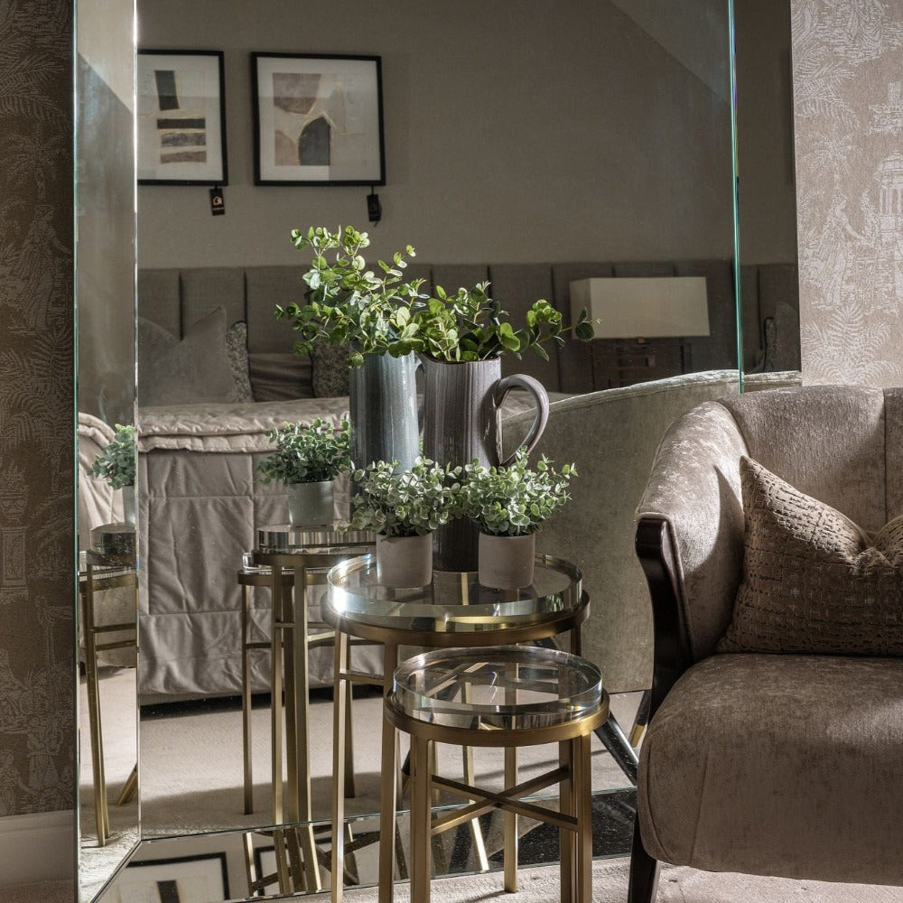 Hoxton Brushed brass and glass Side Table Set of 2 by Eichholtz see staff for saving on stock-side table-Renaissance Design Studio