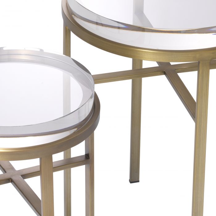 Hoxton Brushed brass and glass Side Table Set of 2 by Eichholtz see staff for saving on stock-side table-Renaissance Design Studio