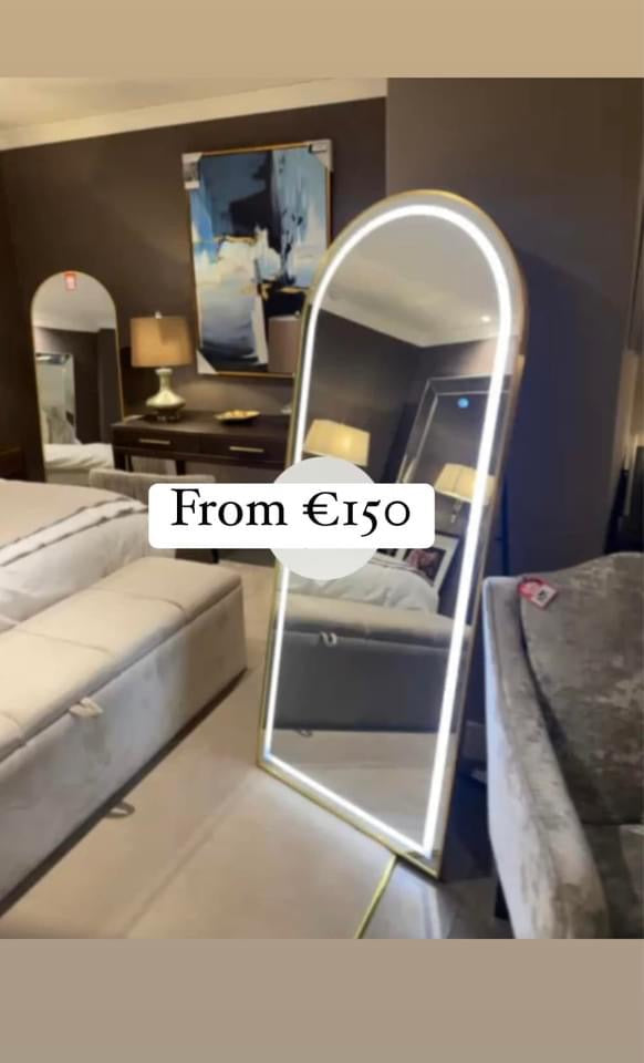Hugh Cheval 160 cm Arch Mirror with LED lighting Gold .Nett special !-Mirror-Renaissance Design Studio