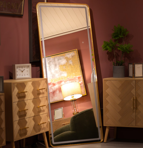 Hugh Cheval Led Strip Mirror Gold 170x70cm - Sale Price-Renaissance Design Studio