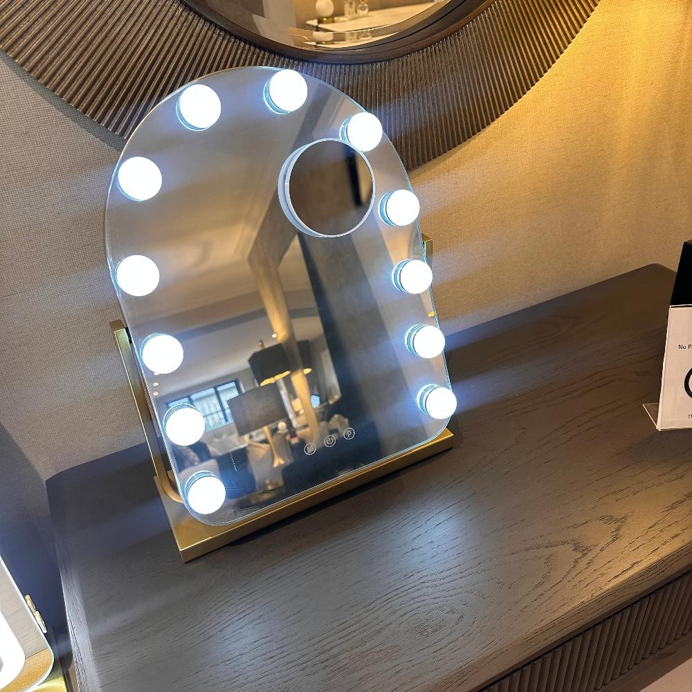 Hugh Hollywood Arch vanity mirror gold-arch top mirror-Renaissance Design Studio