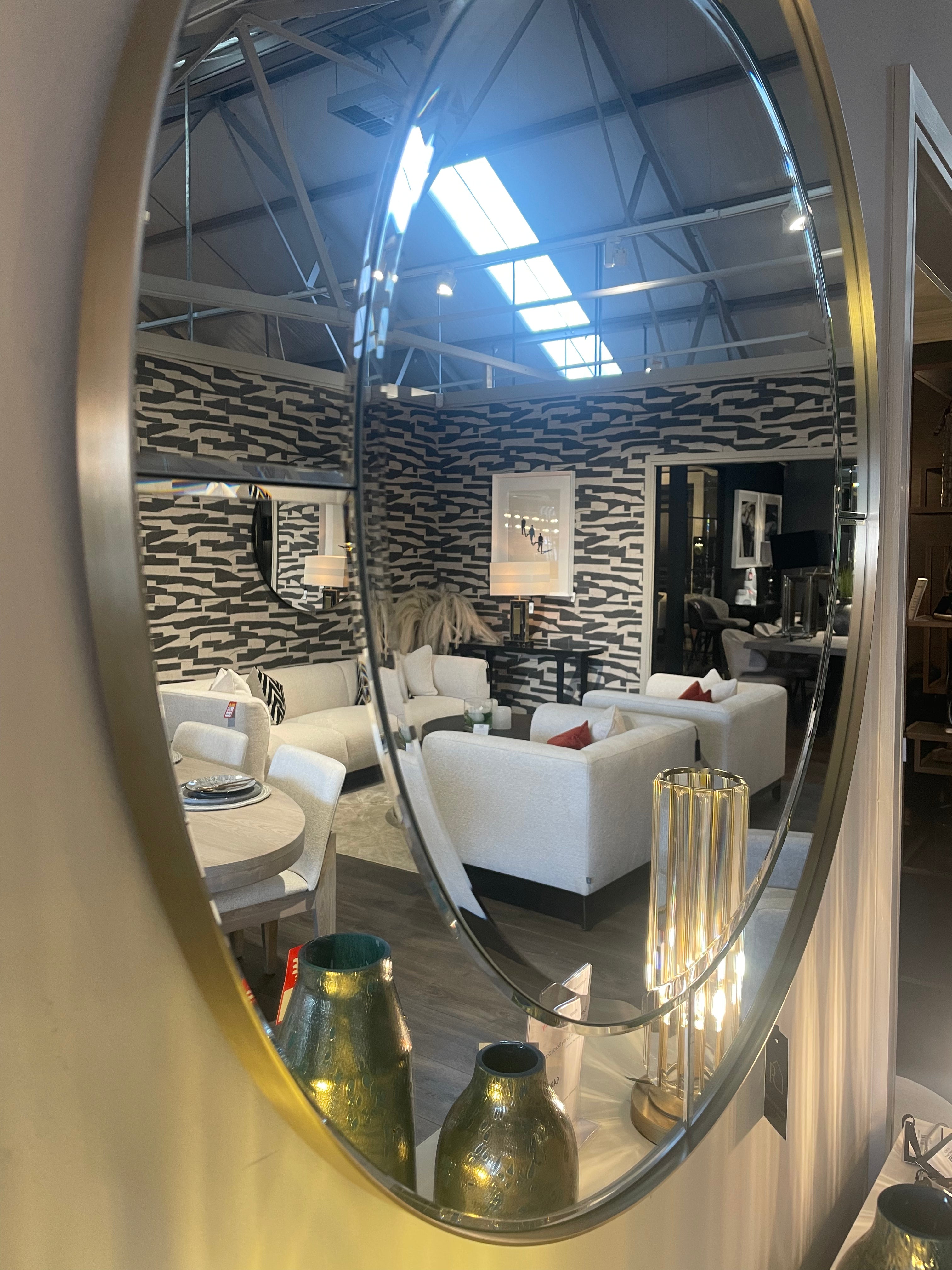 Ida Round Brass Mirror by R V Ashley 100 cm reduced-round mirror-Renaissance Design Studio