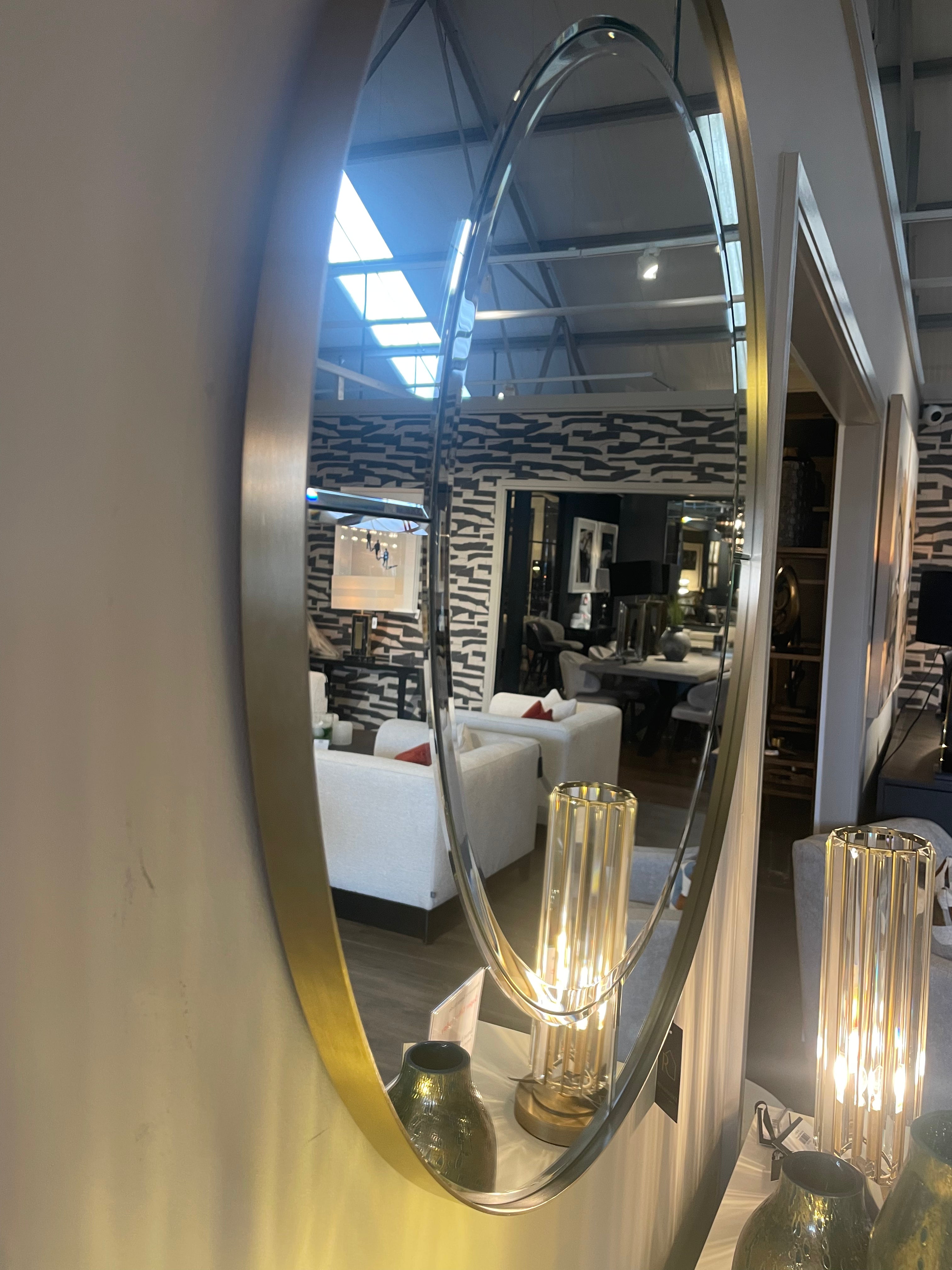 Ida Round Brass Mirror by R V Ashley 100 cm reduced-round mirror-Renaissance Design Studio