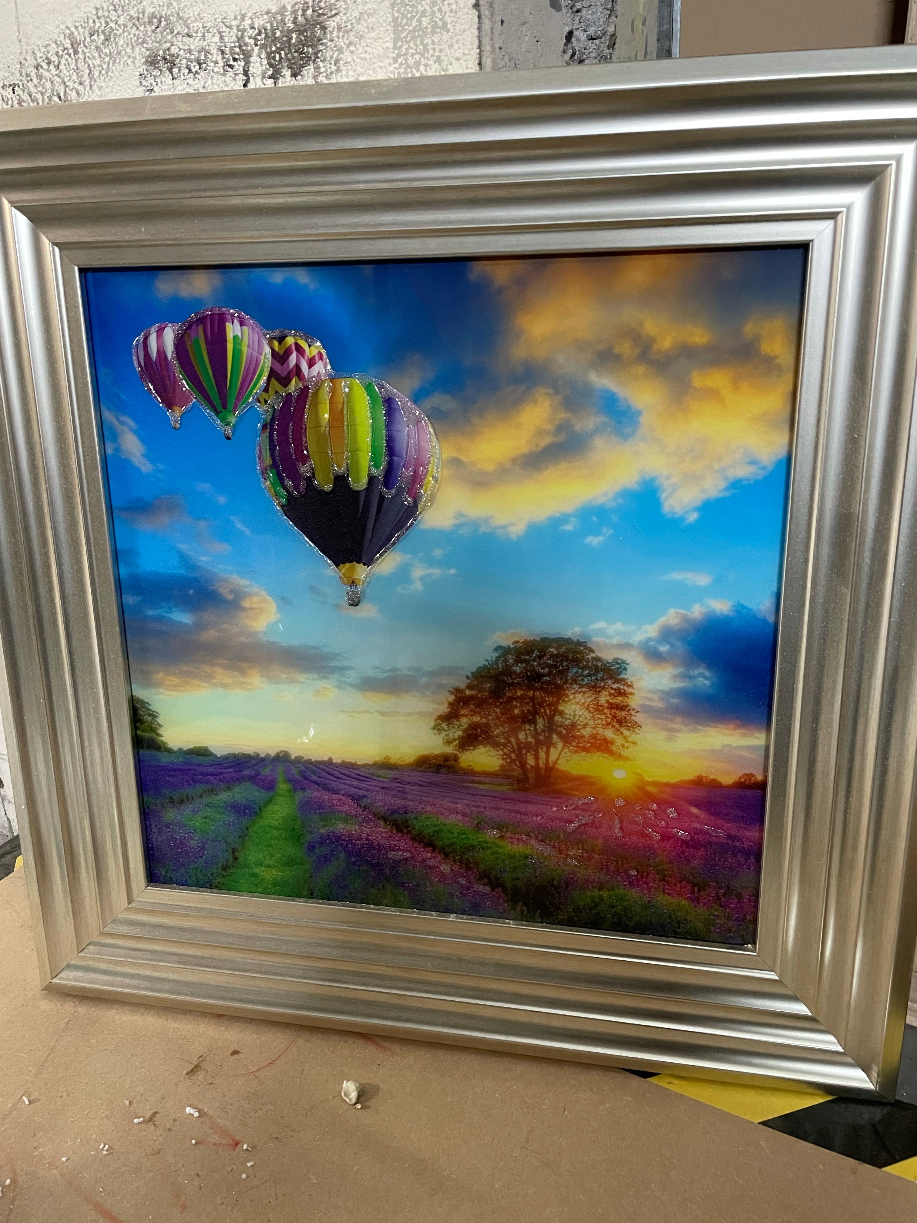 Hot Air colourful wall art size 52 x 52 cm LAST ONE reduced collect or pay postage