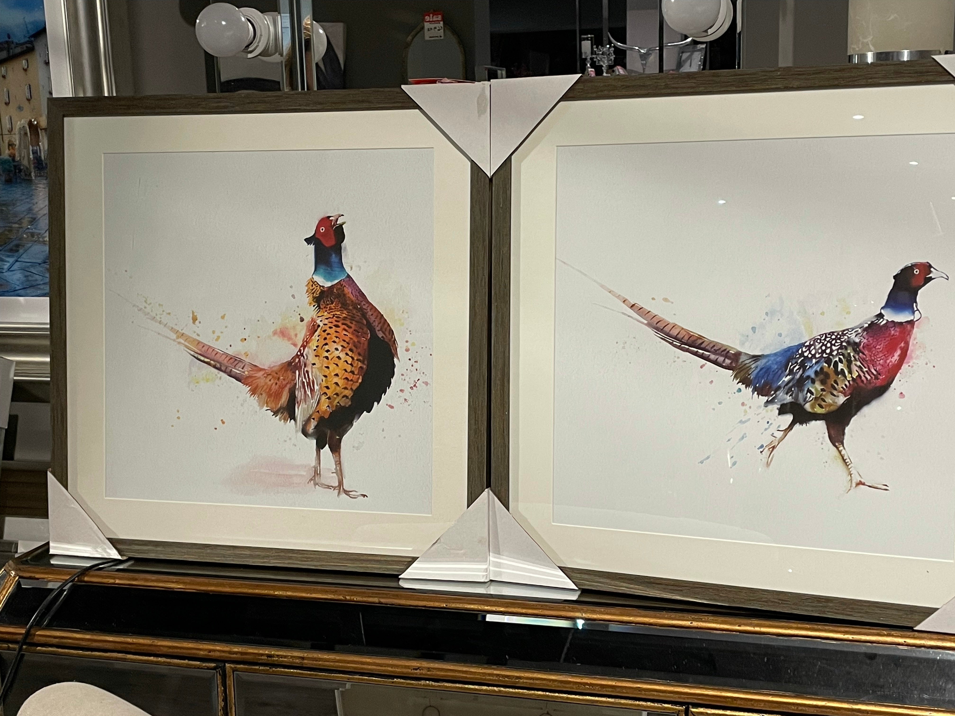 PHEASANT FRAMED PICTURE set of 2, 50X50CM reduced for Instore pick up