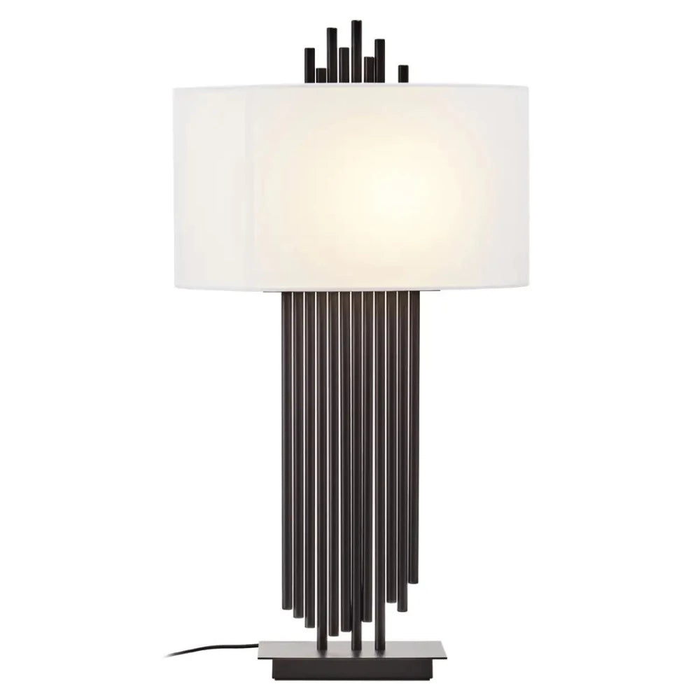 Imperial table lamp Black with Linen SHade-Table Lamp-Renaissance Design Studio