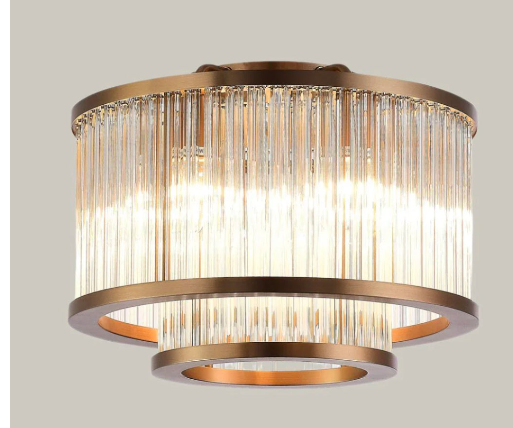 Bronze flush fitting chandelier-chandelier-Renaissance Design Studio