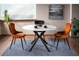 Italia Round marble look dining table 120 cm-Renaissance Design Studio
