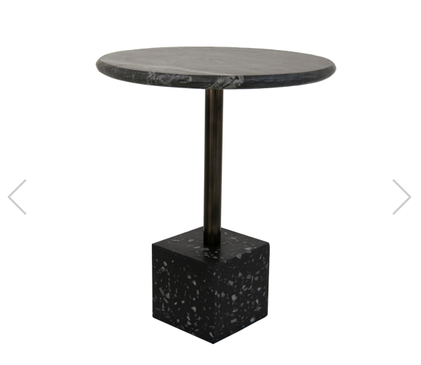 Ivo Side Table 48cm in nickel and black-Renaissance Design Studio