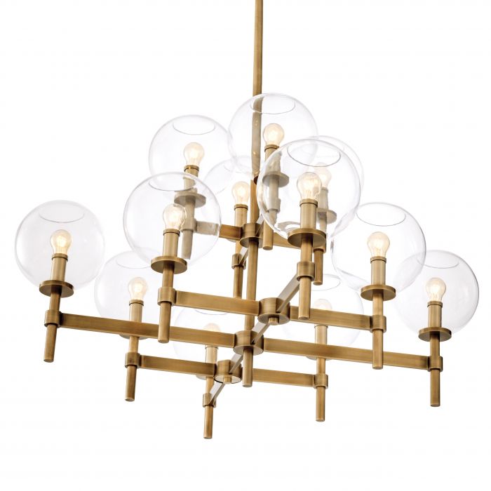 Jade L antique brass finish chandelier by Eichholtz-Chandeliers-Renaissance Design Studio