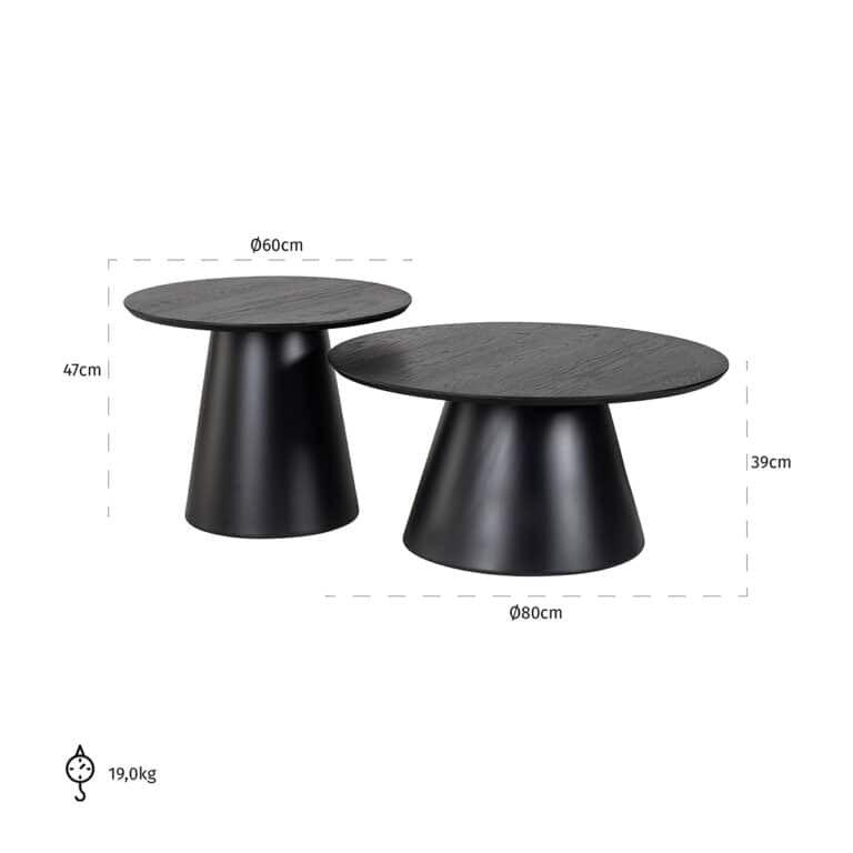 James black Coffee Table Set of 2 pieces-Renaissance Design Studio