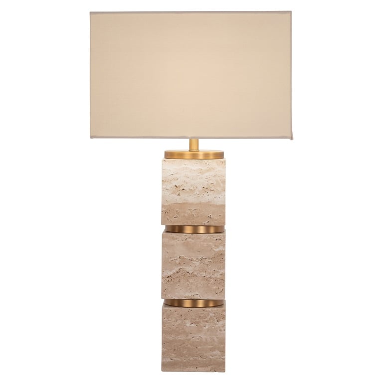 JJ Travertine cream table lamp including shade 70 cm-Renaissance Design Studio