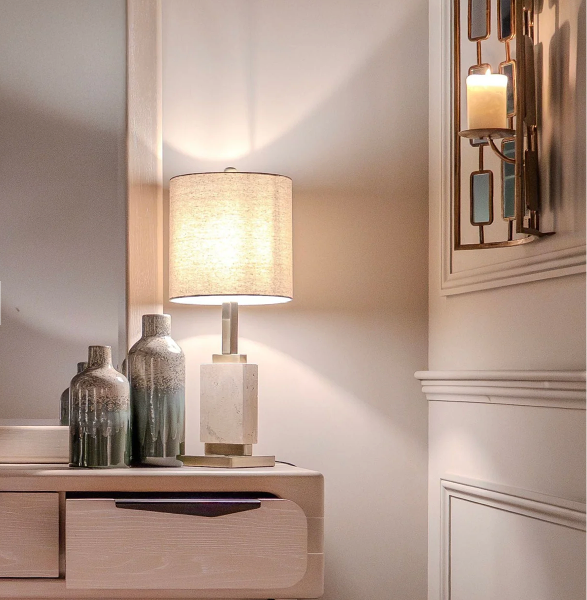 Kaia Table Lamp With Shade-Renaissance Design Studio