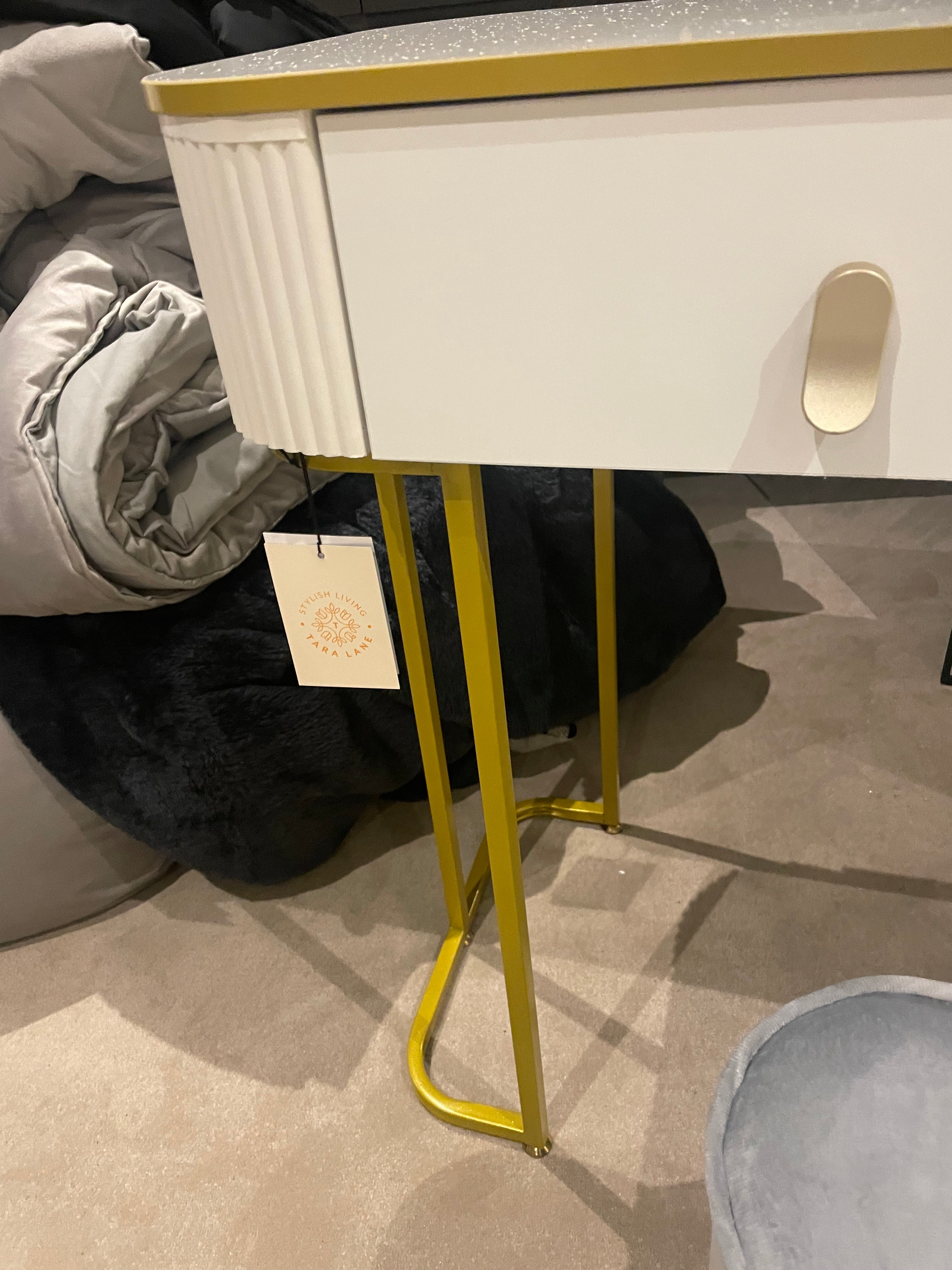 Karl white Marl Dressing table and storage drawers Special Purchase Item.-Dressing table-Renaissance Design Studio