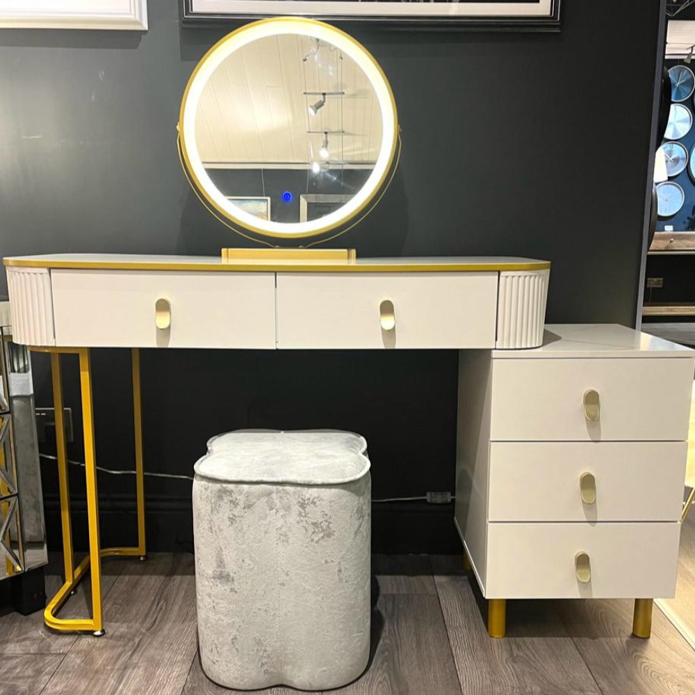 Karl white Marl Dressing table and storage drawers Special Purchase Item.-Dressing table-Renaissance Design Studio