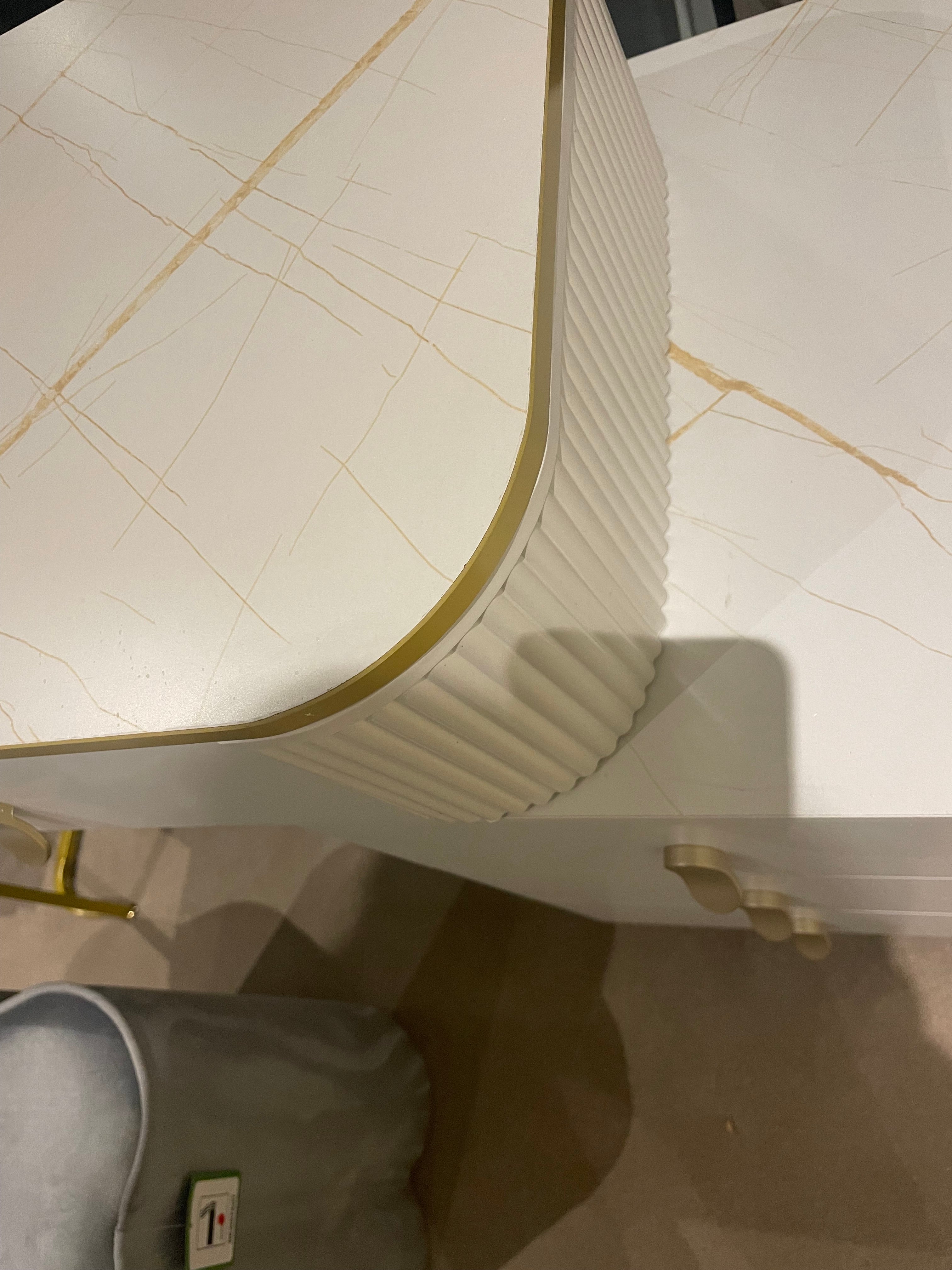 Karl White Marl Dressing Table With Storage Drawers-Renaissance Design Studio