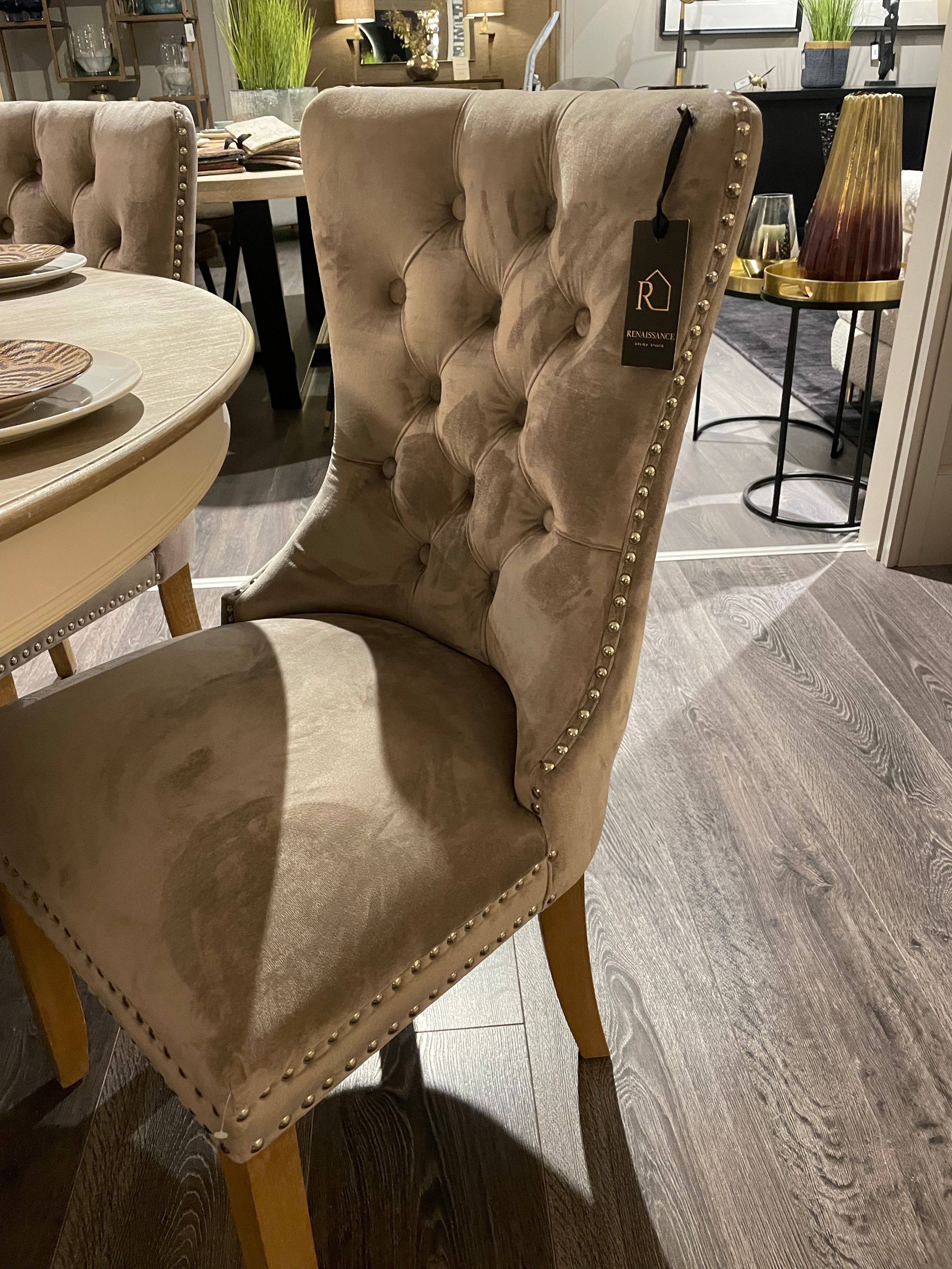 Kayla Jonathan Velvet buttoned dining chair reduced price-Renaissance Design Studio