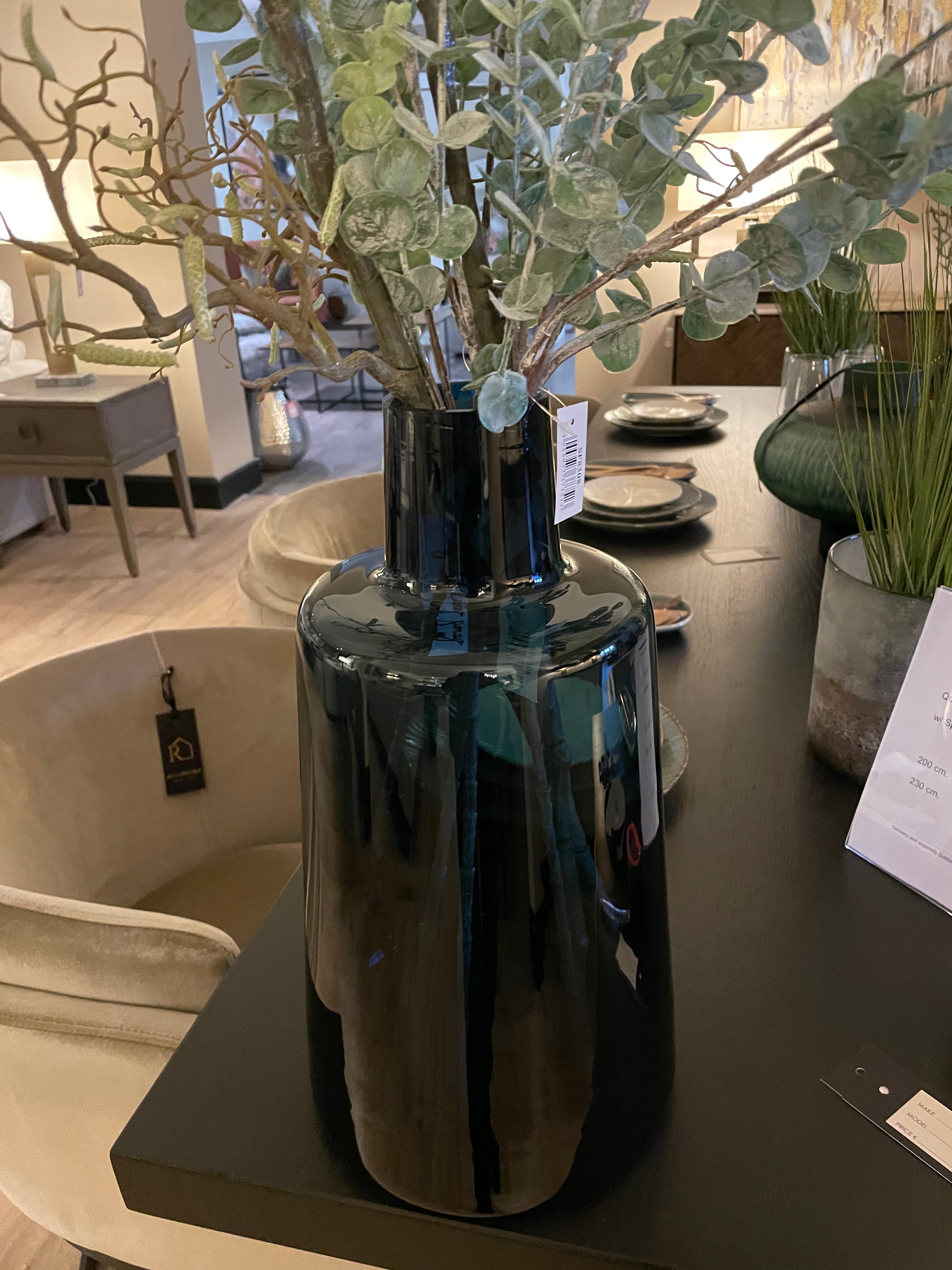 Kean Navy blue glass vase-Renaissance Design Studio
