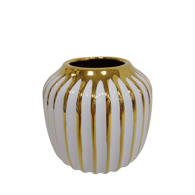 Keaton Vase White & Gold - 3 Sizes Instore only-Renaissance Design Studio