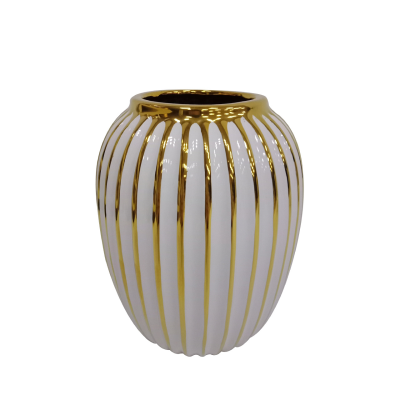 Keaton Vase White & Gold - 3 Sizes Instore only-Renaissance Design Studio