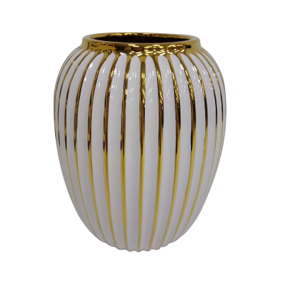 Keaton Vase White & Gold - 3 Sizes Instore only-Renaissance Design Studio