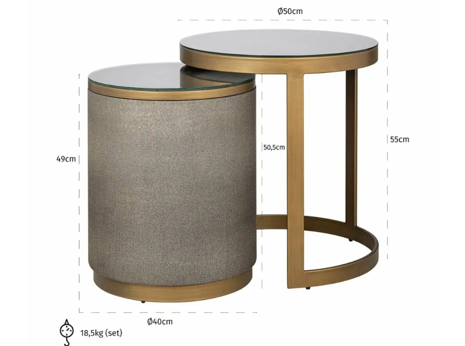 Kensington side table nest-Side table-Renaissance Design Studio