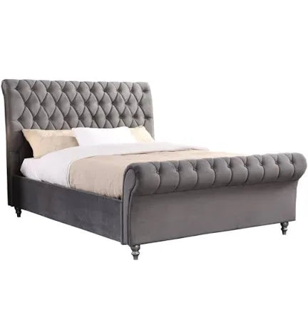 Kilkenny king size bed in grey Reduced SALE price-deep buttoned bed-Renaissance Design Studio