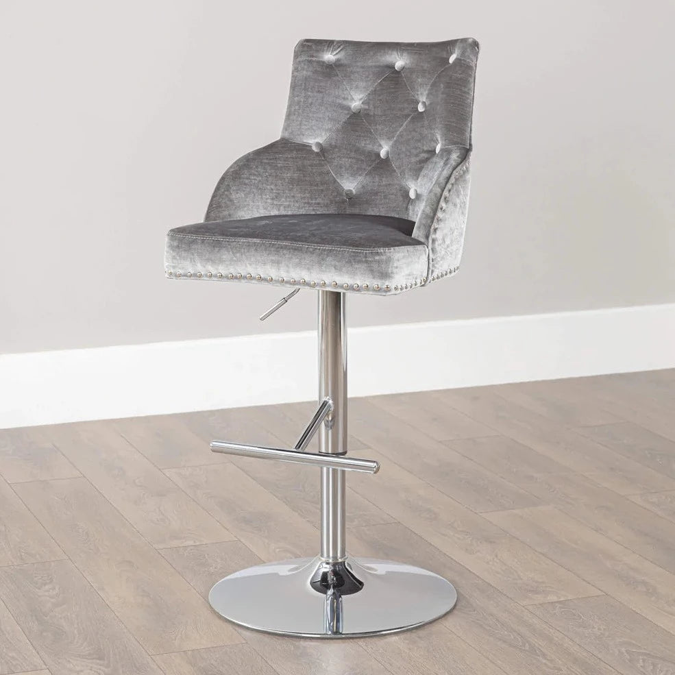 Kimmy Gas Lift Stool pewter-Renaissance Design Studio