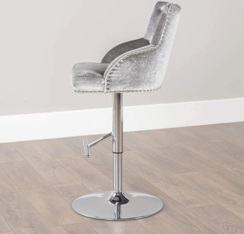 Kimmy Gas Lift Stool pewter-Renaissance Design Studio