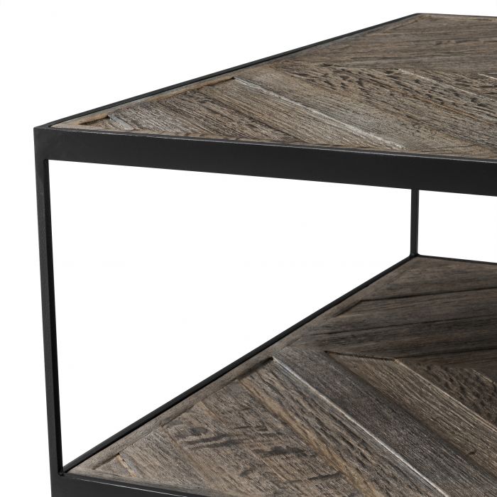 La Varenne zinc coffee table with weathered oak and shelf by Eichholtz-Renaissance Design Studio