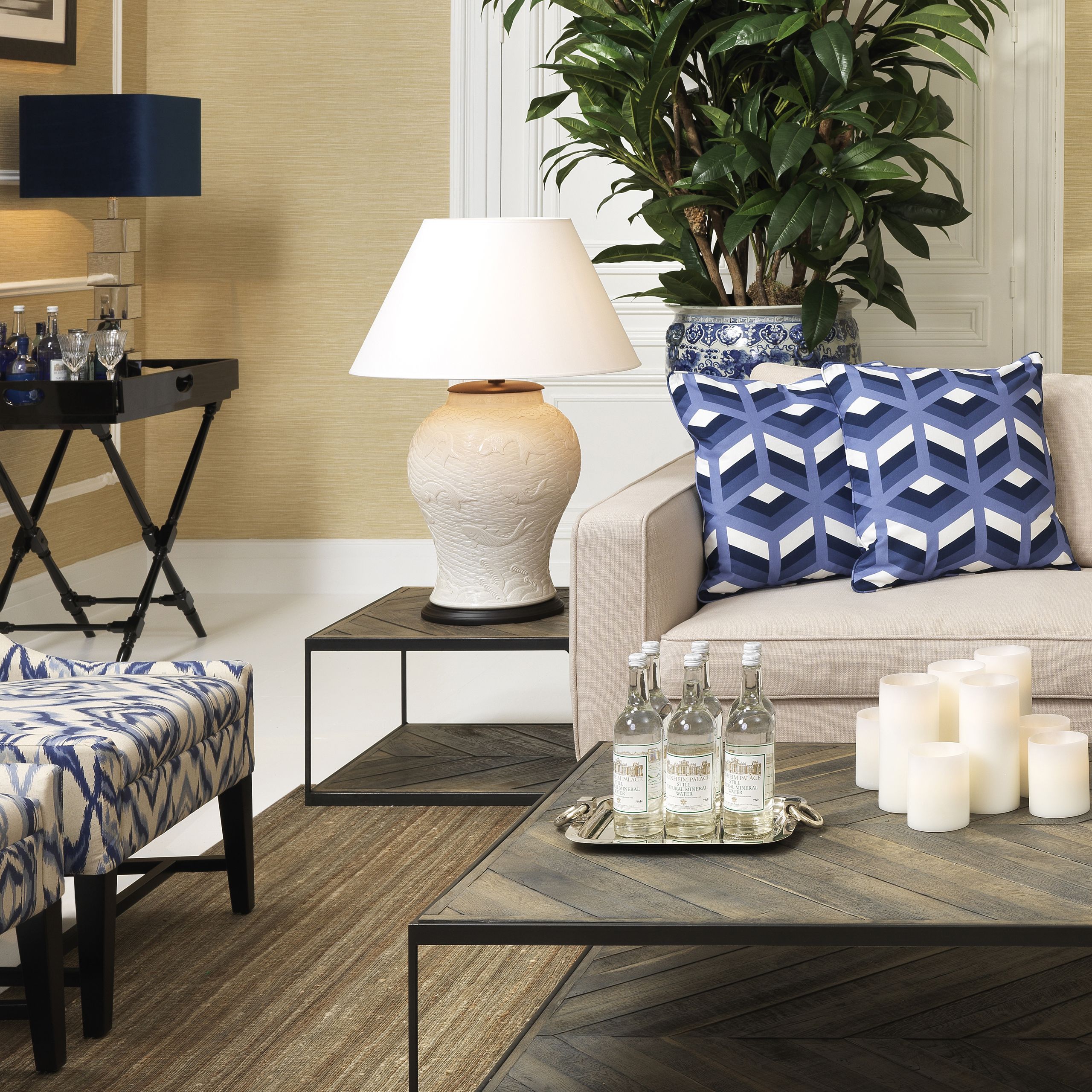 La Varenne zinc side table with weathered oak by Eichholtz-Renaissance Design Studio