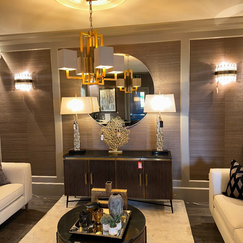 Lacey Antique Brass Chandelier-Renaissance Design Studio