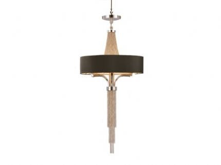 Langan chandelier in nickel with black shade Clearance-Renaissance Design Studio