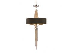 Langan chandelier in nickel with black shade Clearance-Renaissance Design Studio