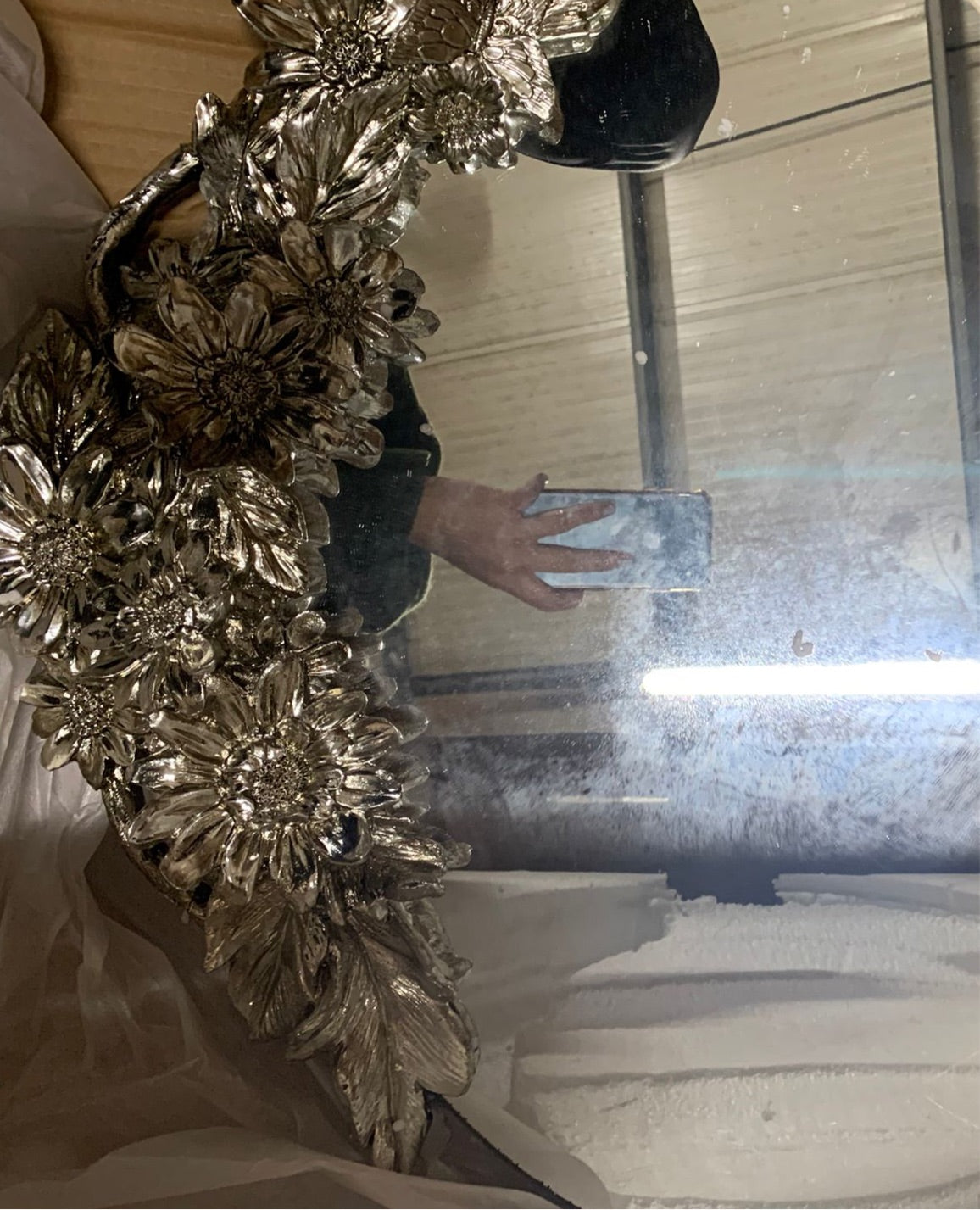 Oval frameless mirror with double butterfly detail collect only or arrange delivery-mirror-Renaissance Design Studio