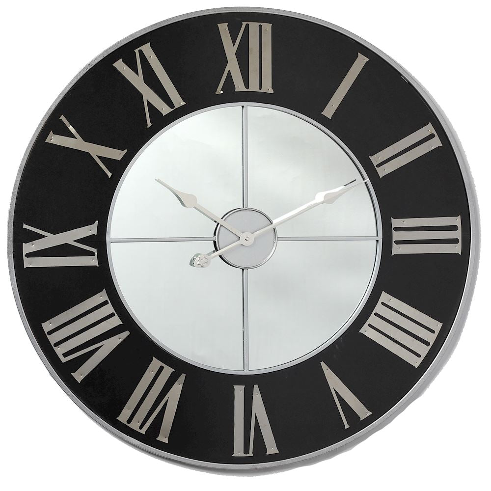 Large Clock Black & Silver 80cm - Clearance-Renaissance Design Studio