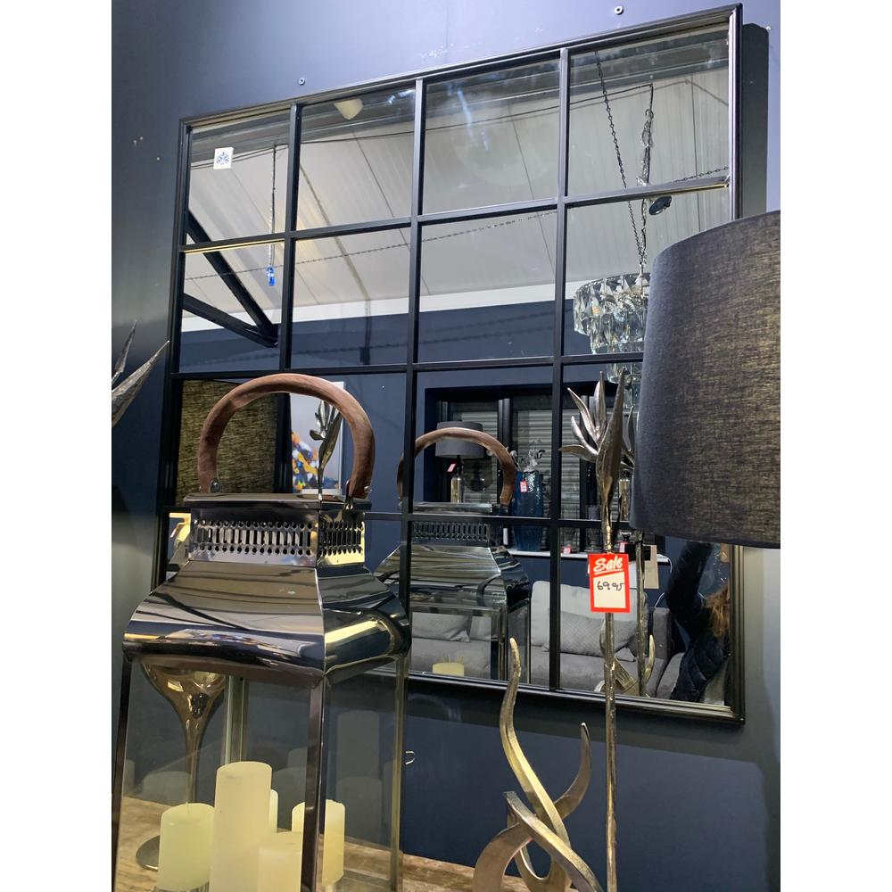 Larry 16 Section Window Mirror Large In Black - Reduced To Clear-Renaissance Design Studio