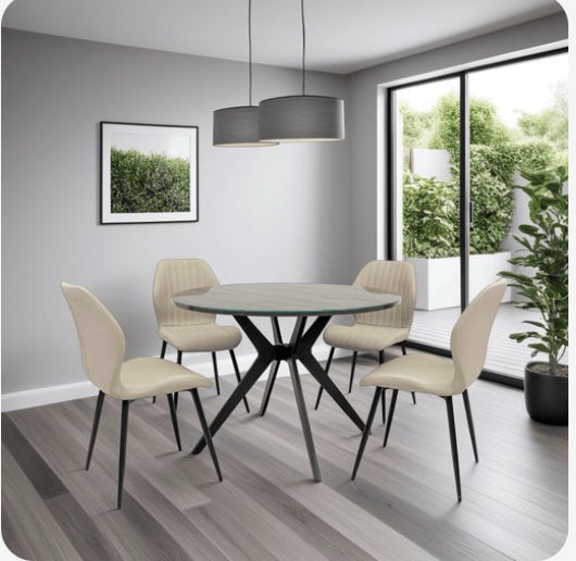 Laurence 1.07m Round Dining Table Grey Oak Finish special deal ! limited stock-Renaissance Design Studio