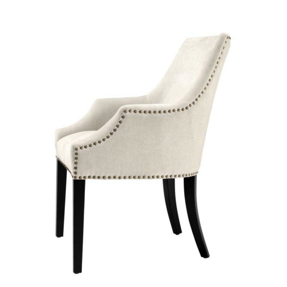 Legacy Dining Chair in Clarck sand with stud detail by Eichholtz-Renaissance Design Studio