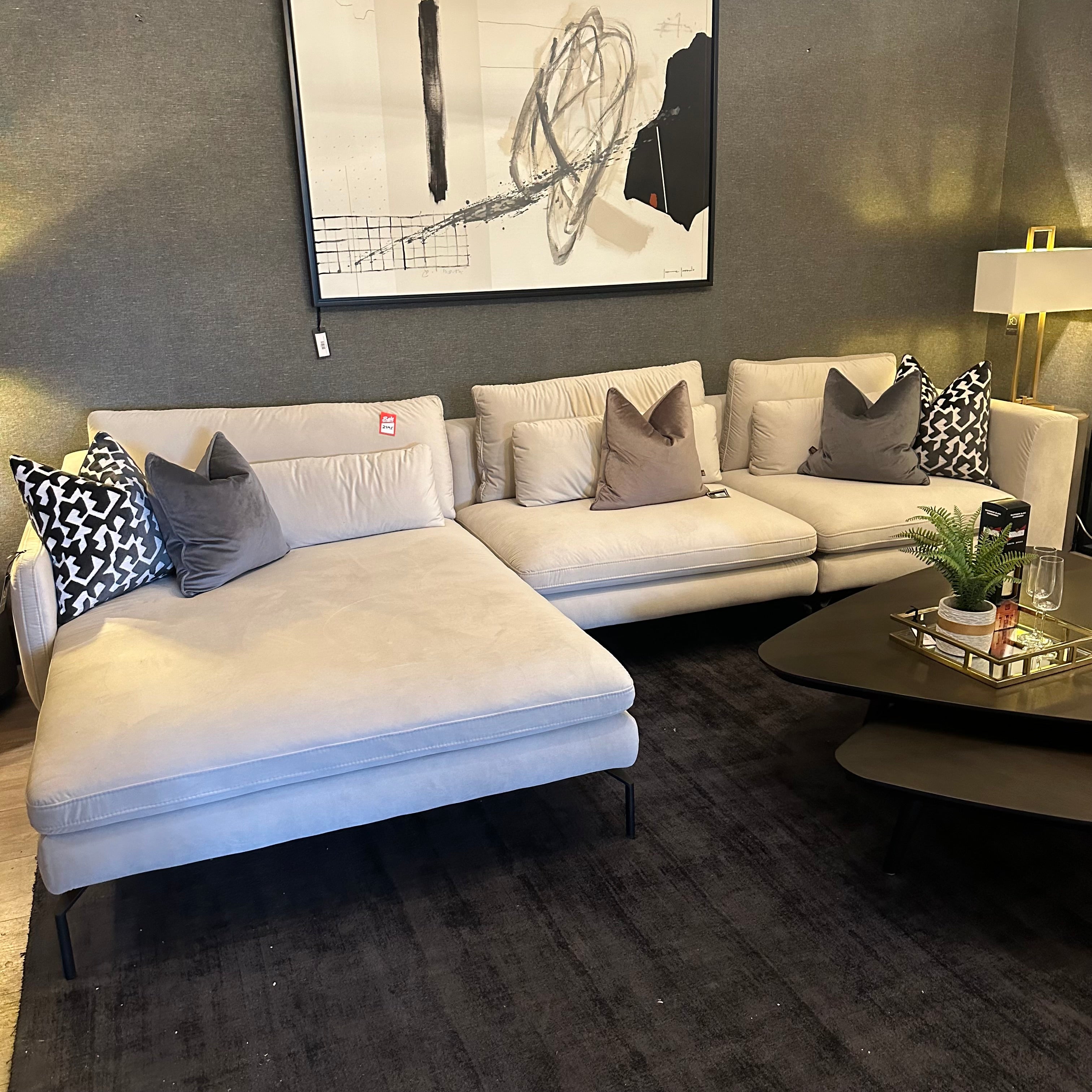 Lela Modular Bespoke Sofa with extra wide seats and chaise and USB port reduced this week-corner sofas-Renaissance Design Studio