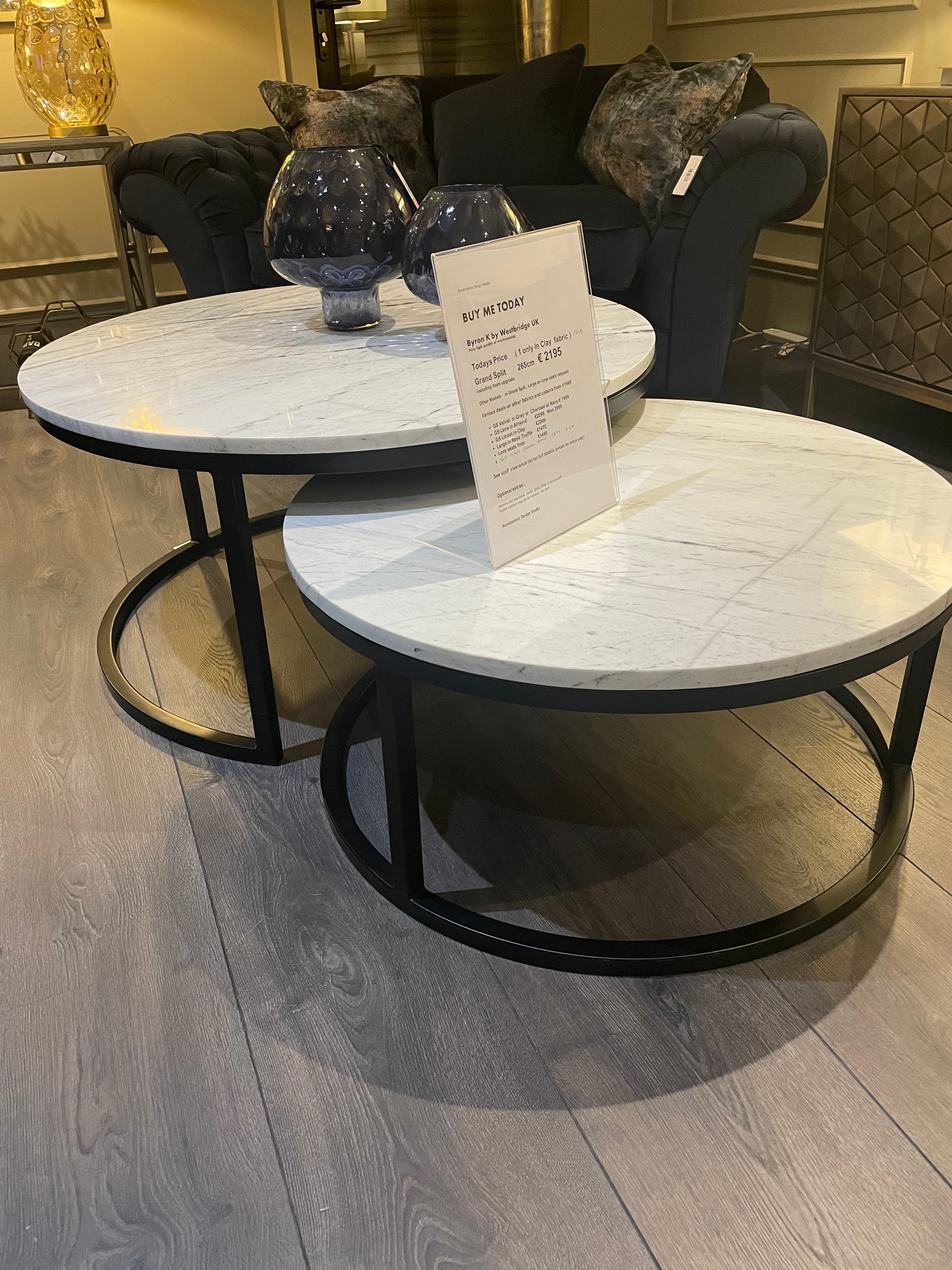 Lexi nest of coffee tables in white and black-Renaissance Design Studio
