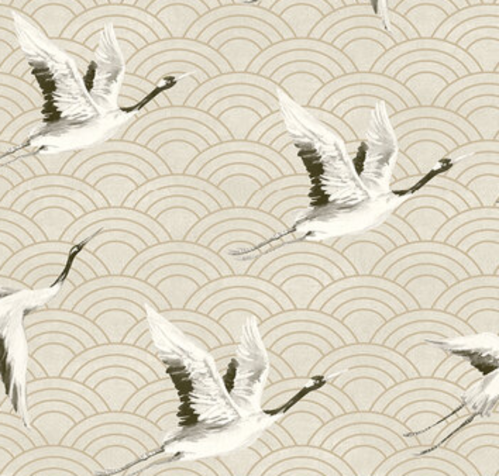 Light Gold Crane Wallpaper-Wallpaper-Renaissance Design Studio