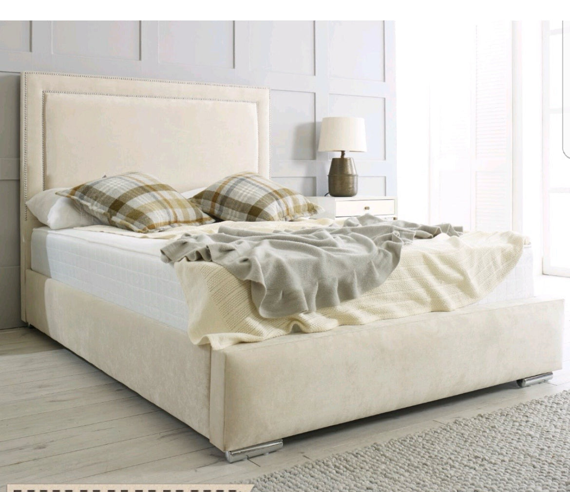 Lolita custom made bed in your choice of fabric. Make a design appointment now to create your dream boudoir-Renaissance Design Studio
