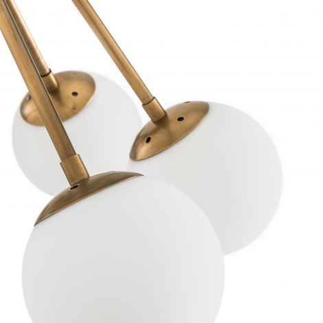 Lucy Chandelier in antiqued brass and white glass by Eichholtz.-Renaissance Design Studio