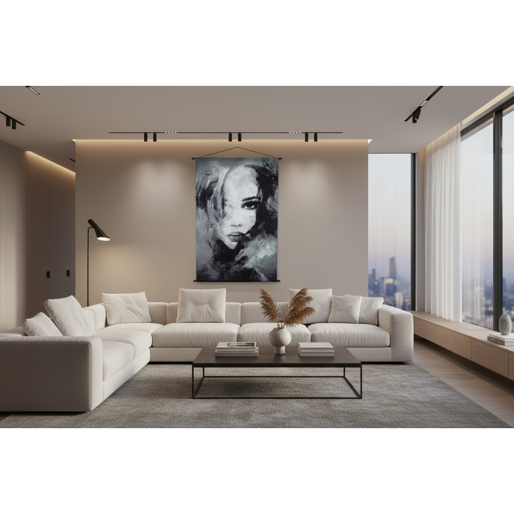 Lucy sketched lady Portrait Wall scroll Hanging-Renaissance Design Studio