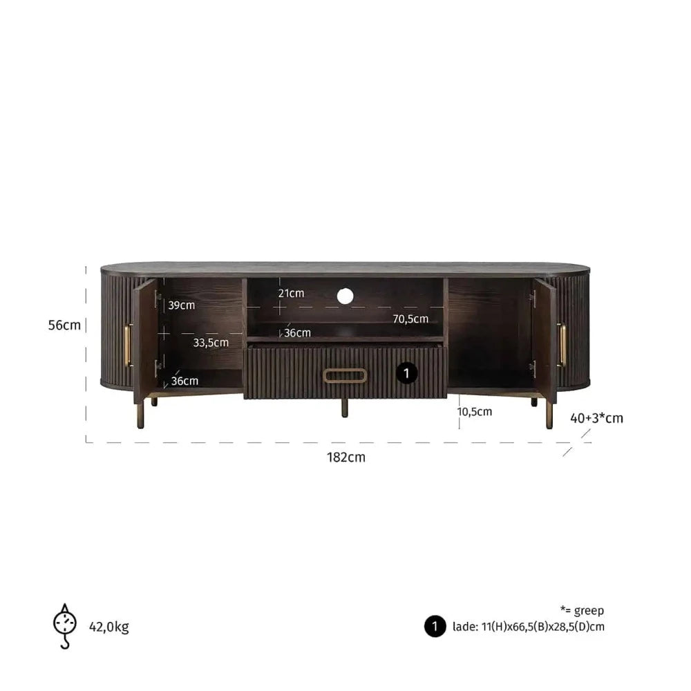Lulu TV Unit 2 door with brass fittings-Tv unit-Renaissance Design Studio