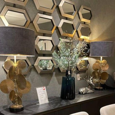 Luvelle Leaf Section gold Designer Mirror by RV ASTLEY