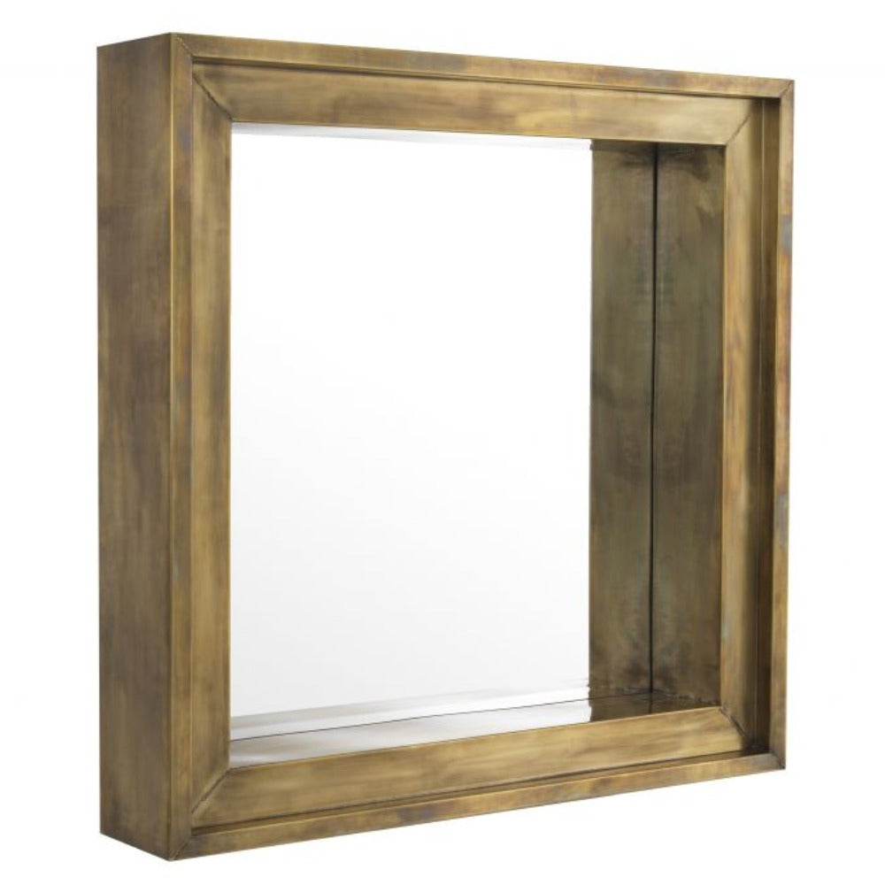 Magenta Vintage Brushed Brass Designer Mirror by Eichholtz-Renaissance Design Studio